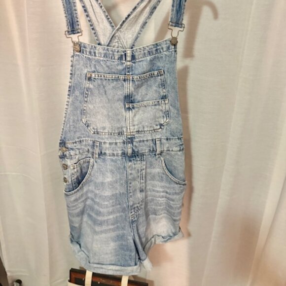 Free People Denim Short Overalls - Picture 1 of 2